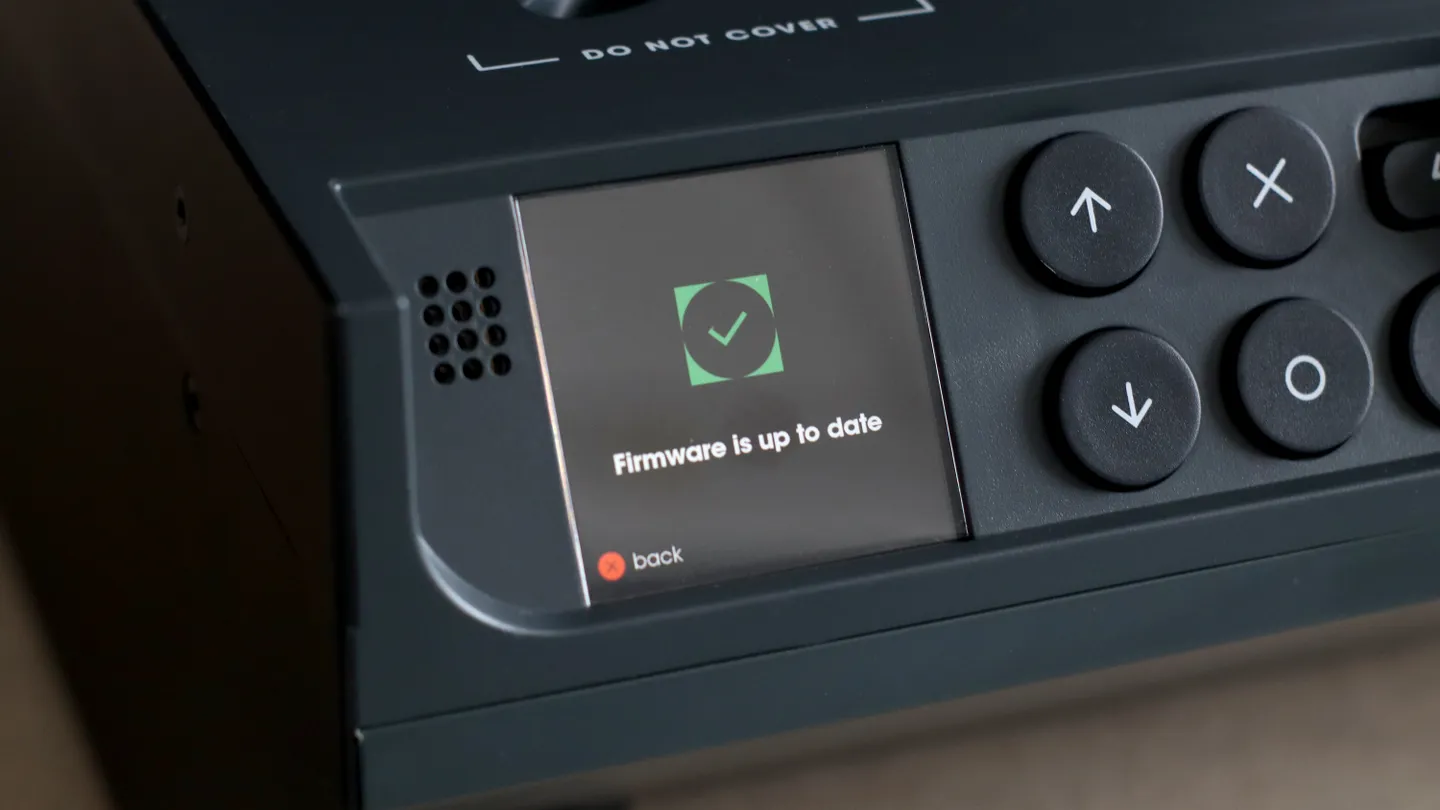Firmware update message on touchscreen